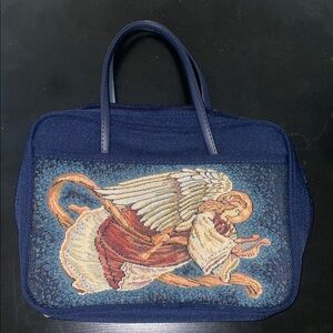 Elegant Blue Tapestry Book Handbag
